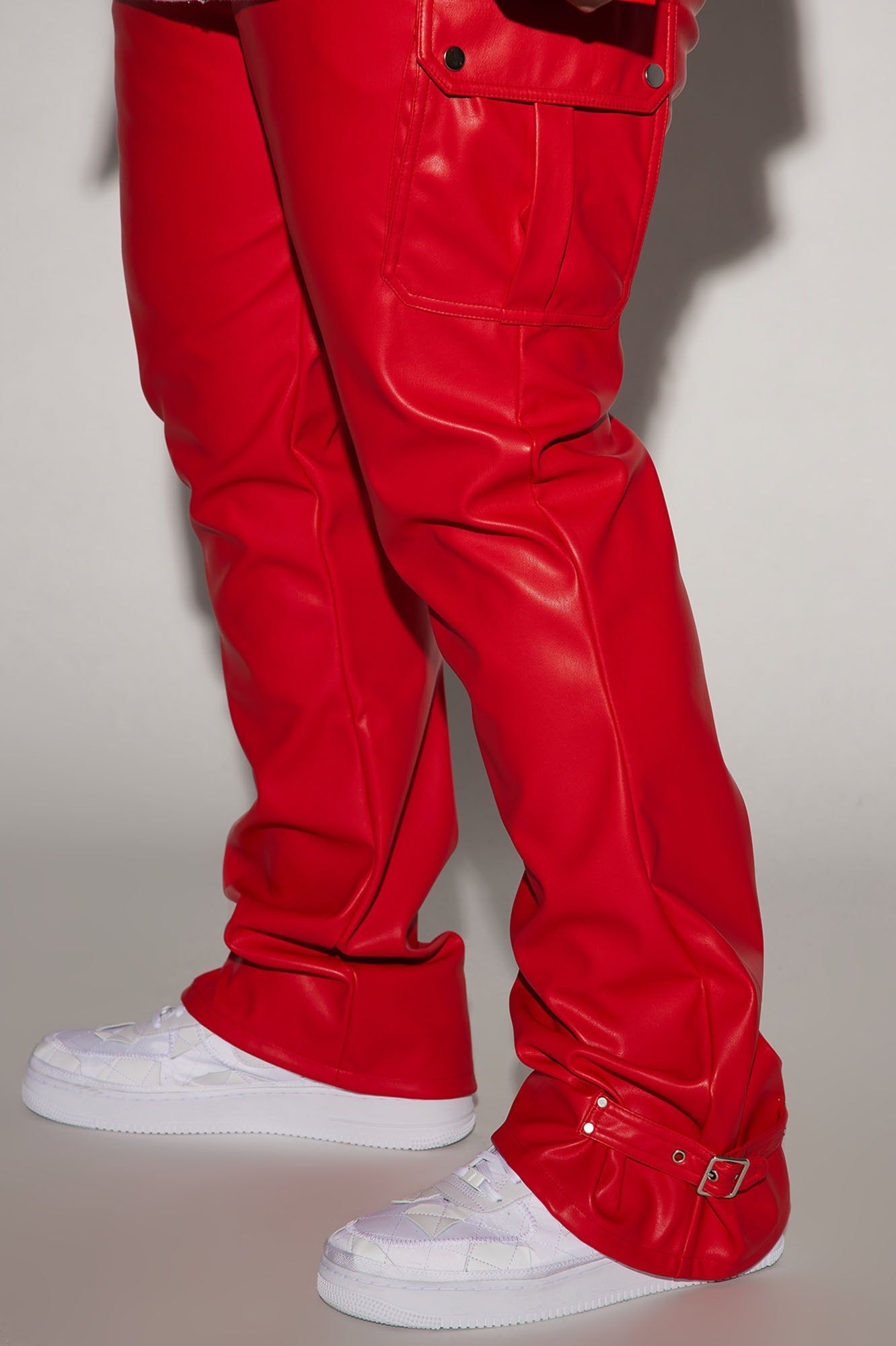 Brenner Faux Leather Stacked Slim Flare Pants - Red sold by Fashion Nova product image thumbnail 3