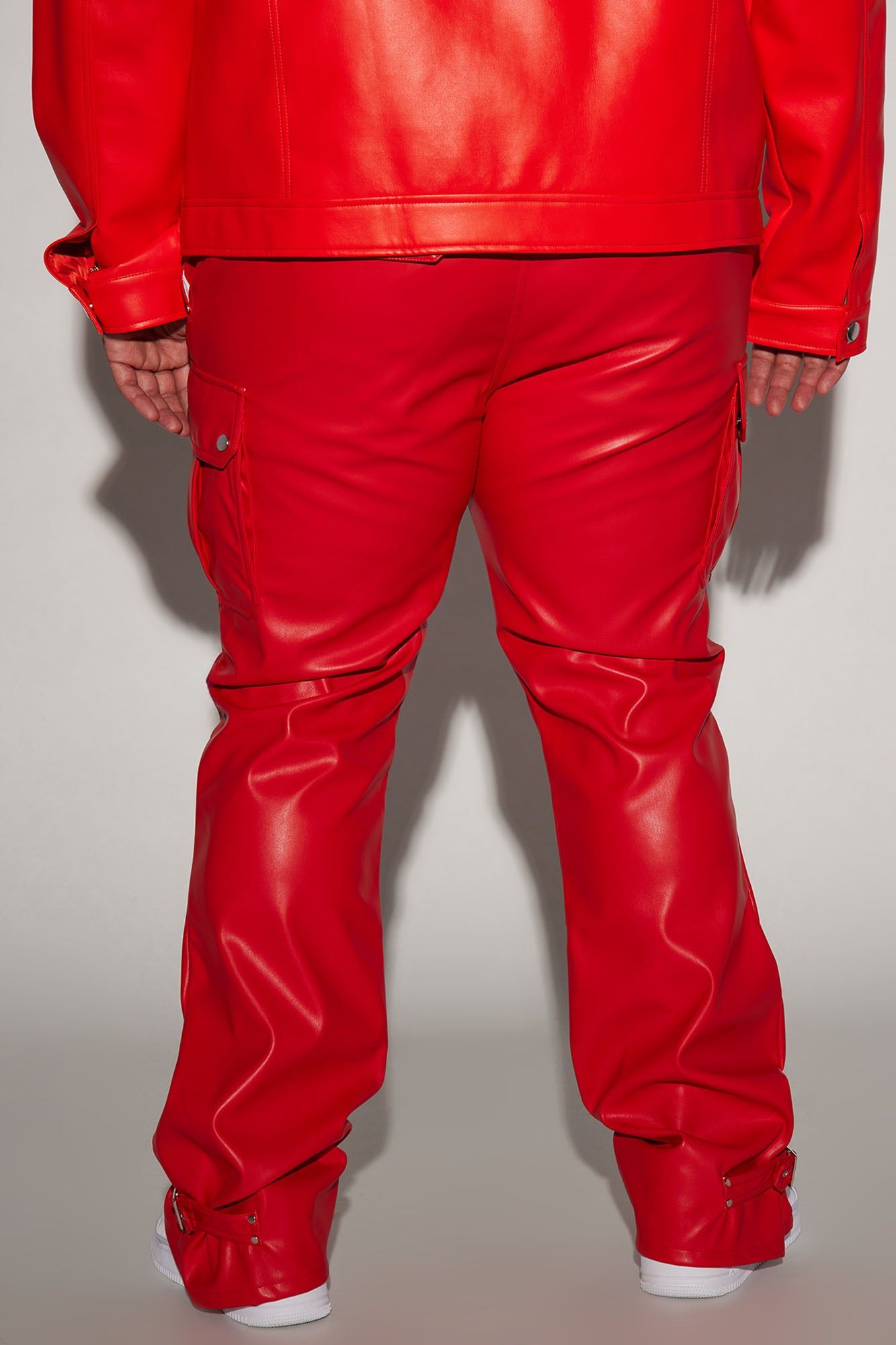Brenner Faux Leather Stacked Slim Flare Pants - Red sold by Fashion Nova product image thumbnail 4