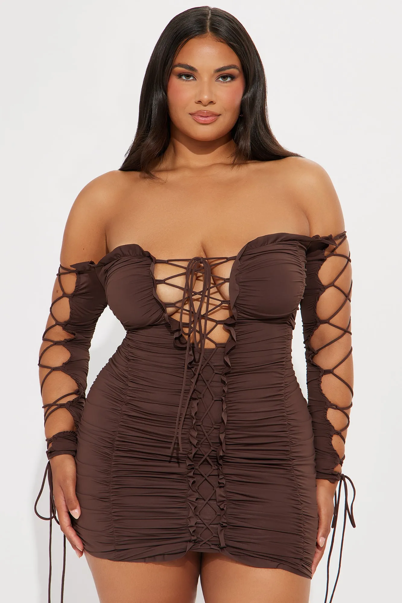 Time to Slay Mini Dress - Chocolate sold by Fashion Nova product image thumbnail 4