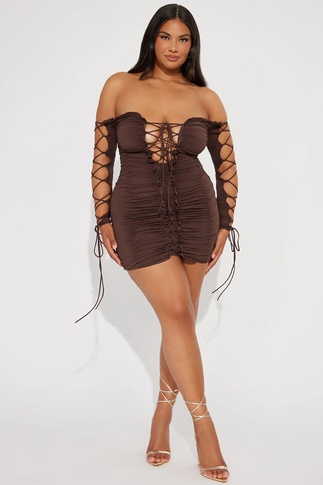 Time to Slay Mini Dress - Chocolate sold by Fashion Nova product image thumbnail 5