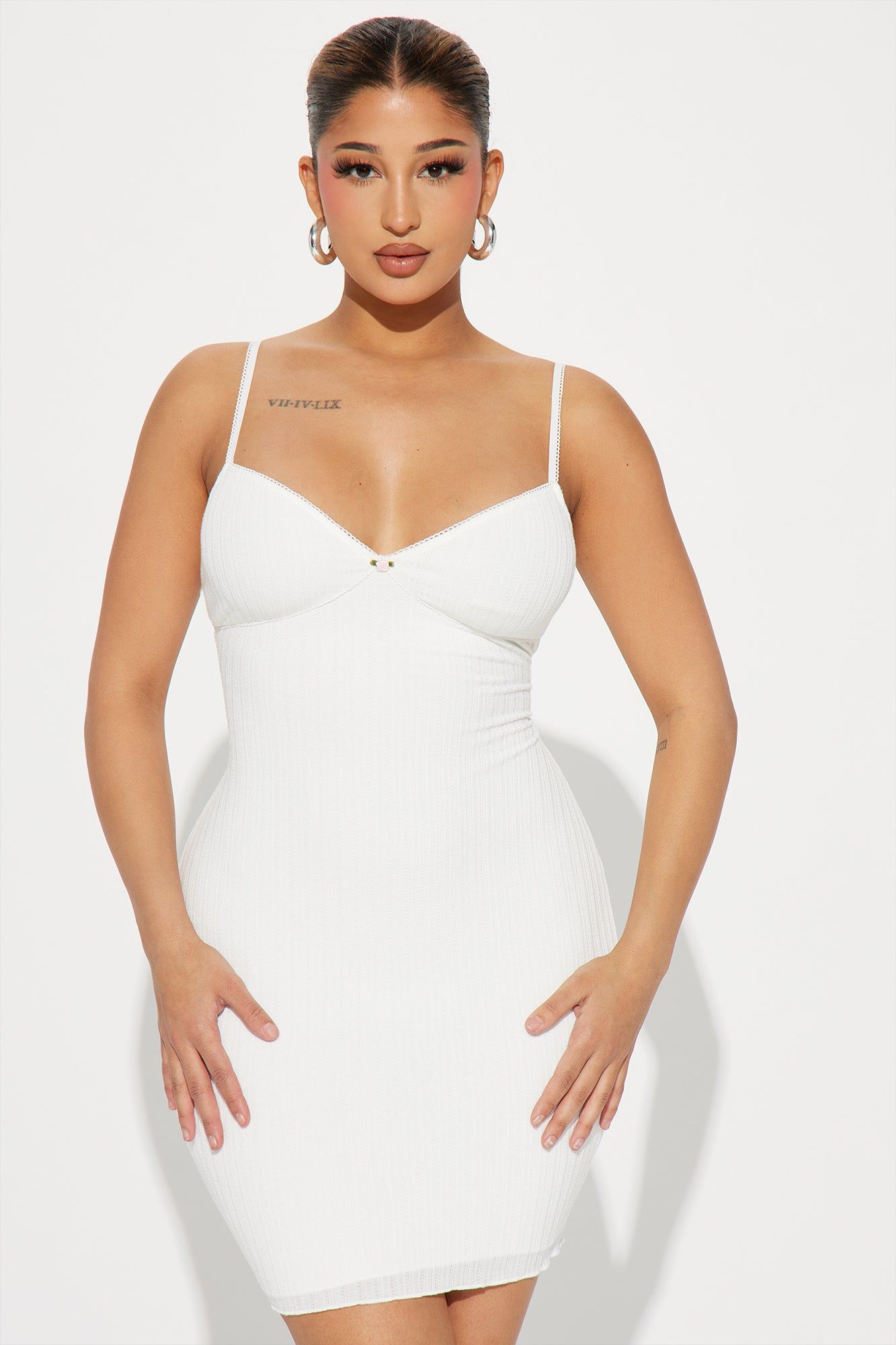 Alicia Ribbed Mini Dress - White sold by Fashion Nova