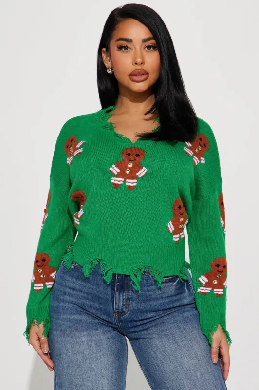 Gingerbread Cutie Sweater - Green/combo sold by Fashion Nova