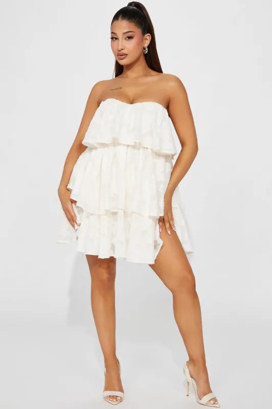Amara Chiffon Mini Dress - Cream sold by Fashion Nova