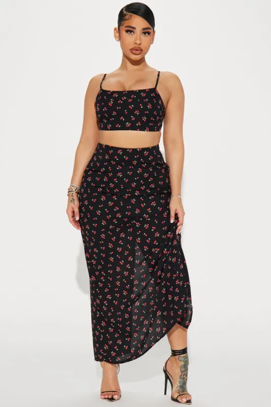 Cherry Pie Skirt Set - Black/combo sold by Fashion Nova