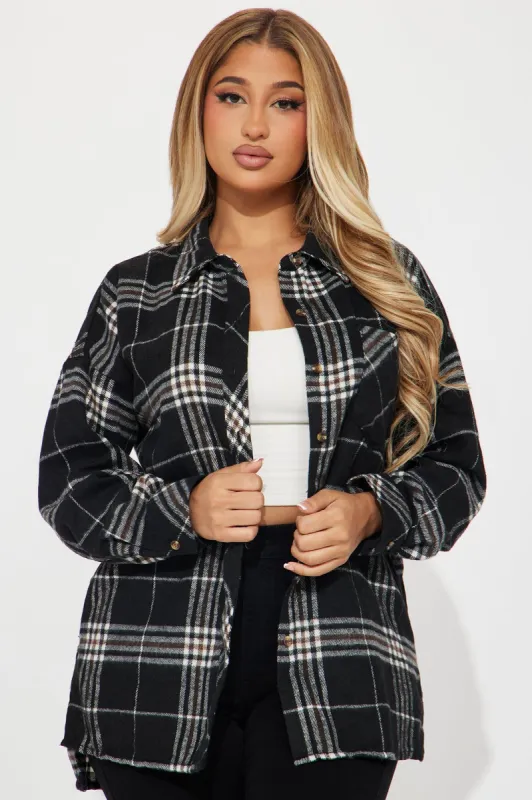 Perrie Plaid Shirt - Black/combo sold by Fashion Nova