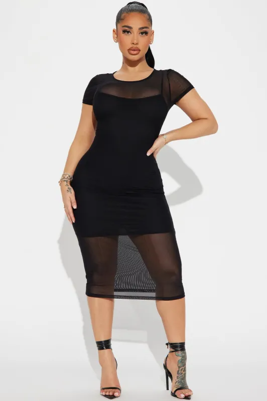 Mesh Midi Dress - Black sold by Fashion Nova