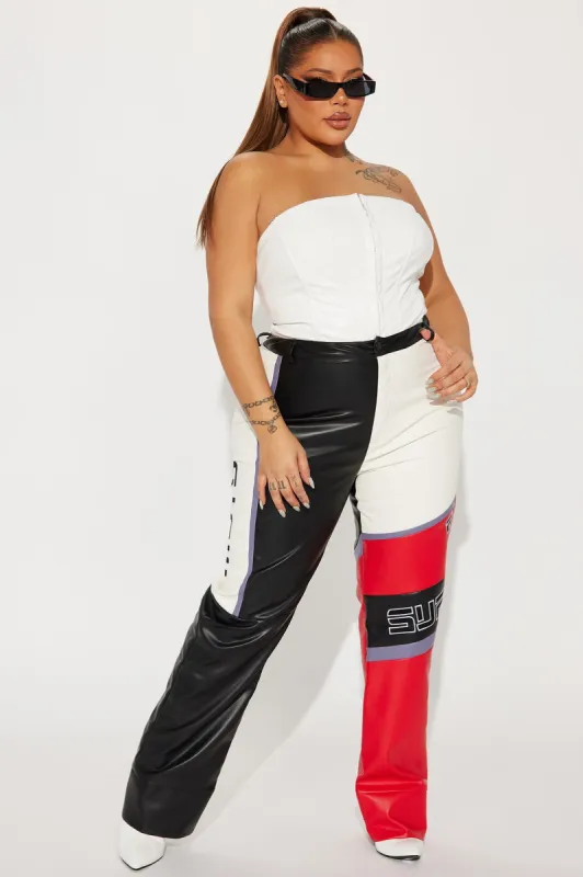 Let's Race Moto Pant - Red/combo sold by Fashion Nova