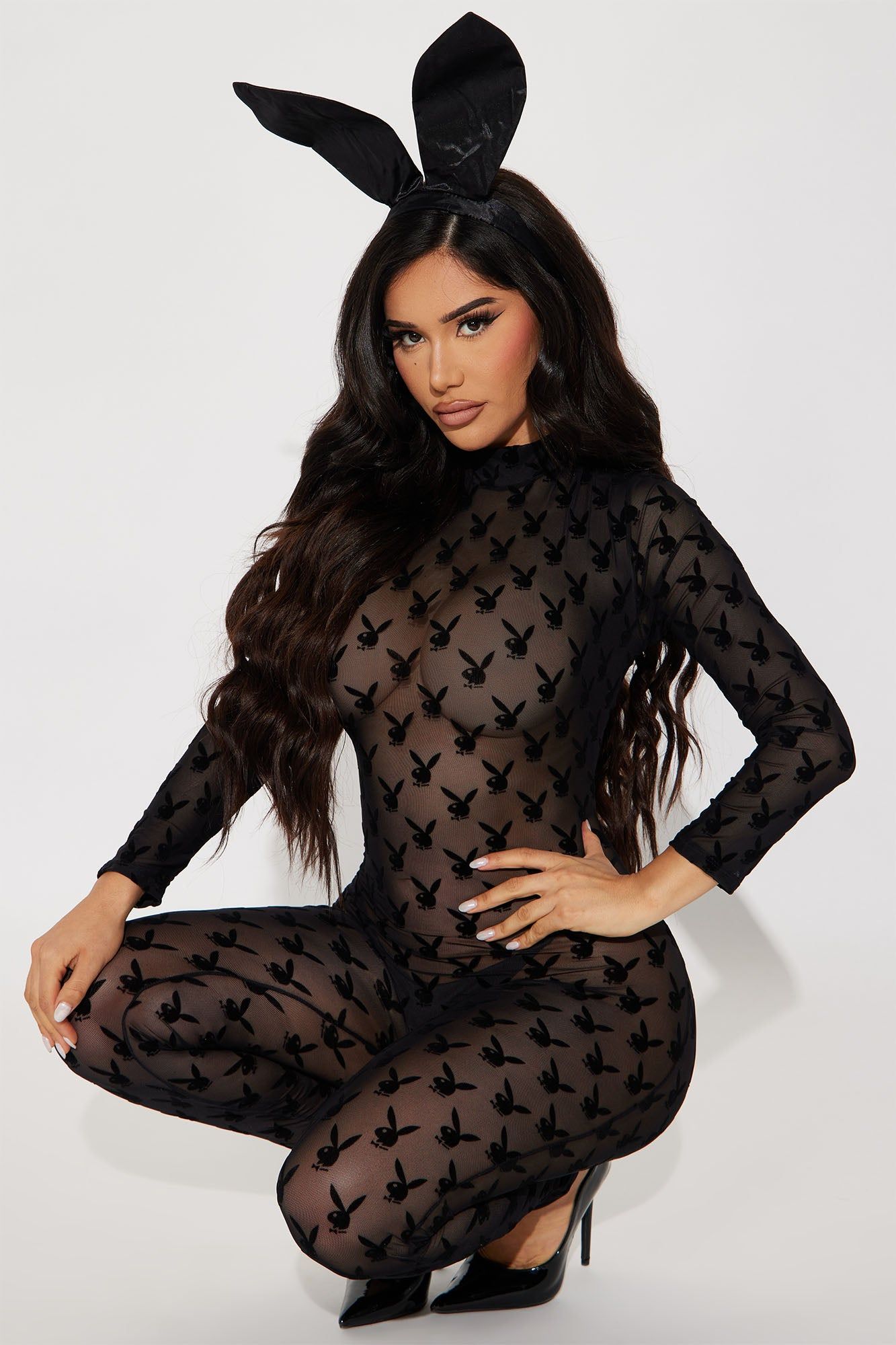 Playboy Peep Show Bunny 2 Piece Costume Set - Black sold by Fashion Nova product image thumbnail 2