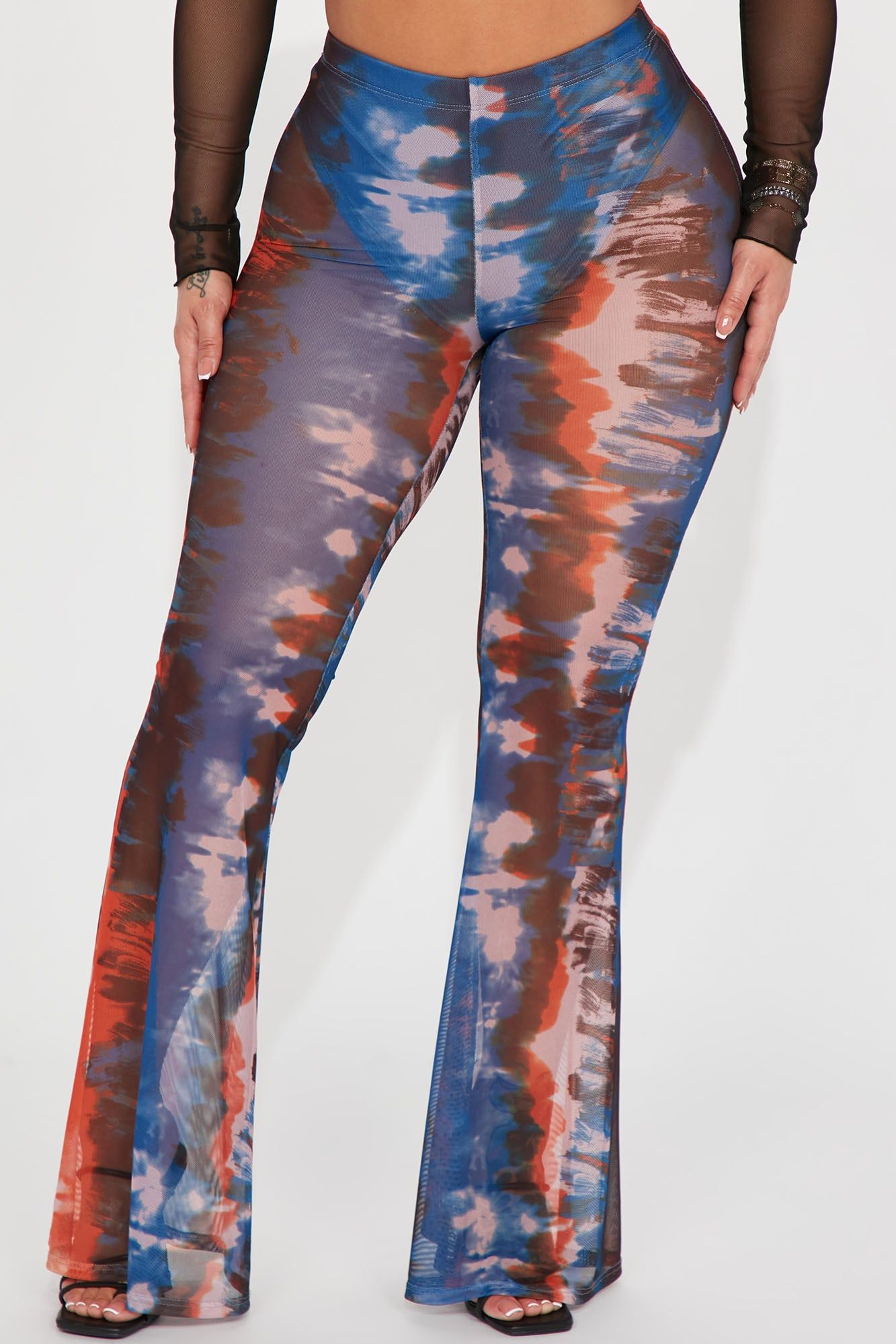 Cali Sunsets Printed Mesh Flare Pant - Orange/combo sold by Fashion Nova product image thumbnail 2