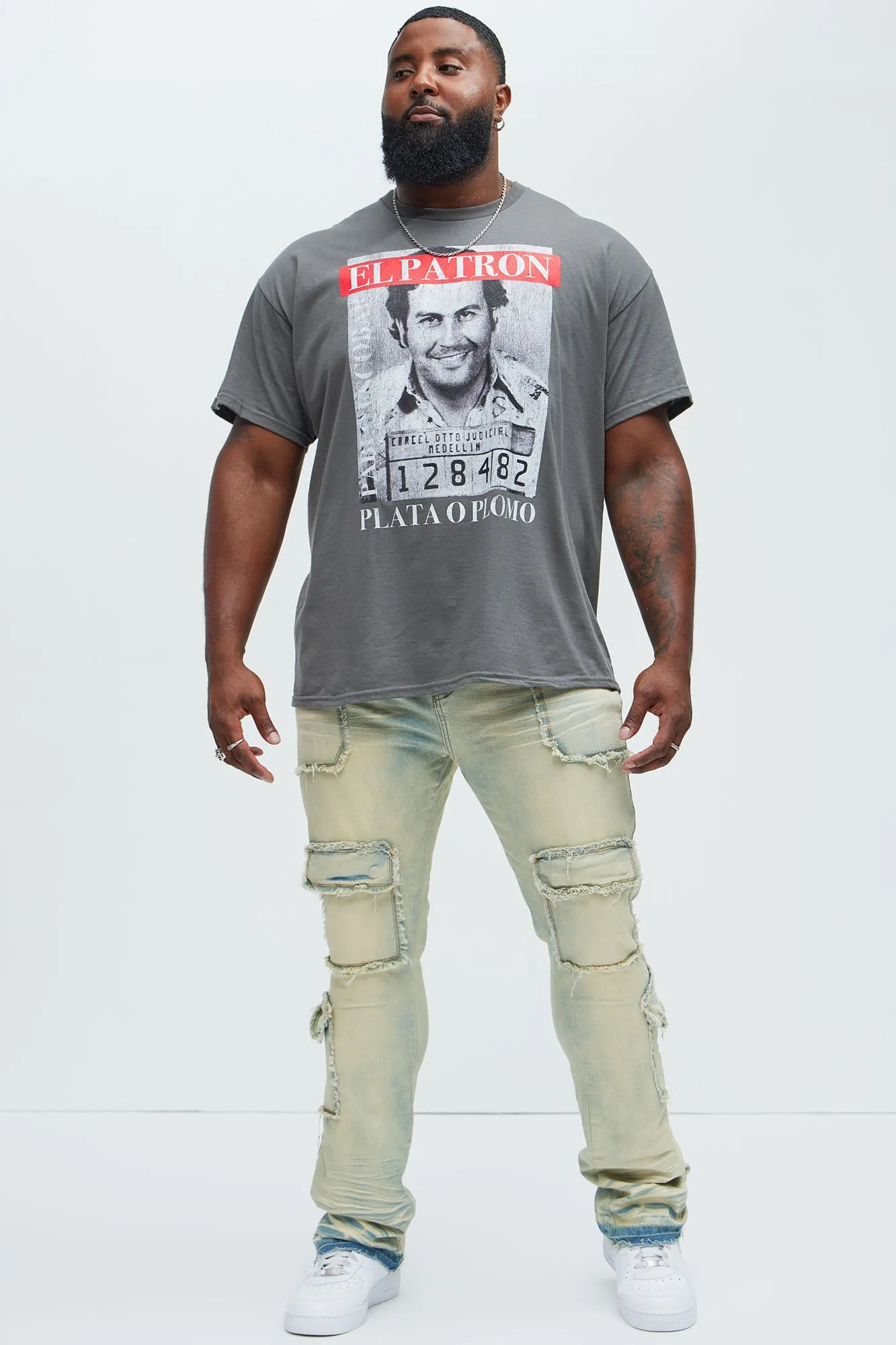 El Patron Pablo Escobar Short Sleeve Tee - Charcoal sold by Fashion Nova product image thumbnail 4