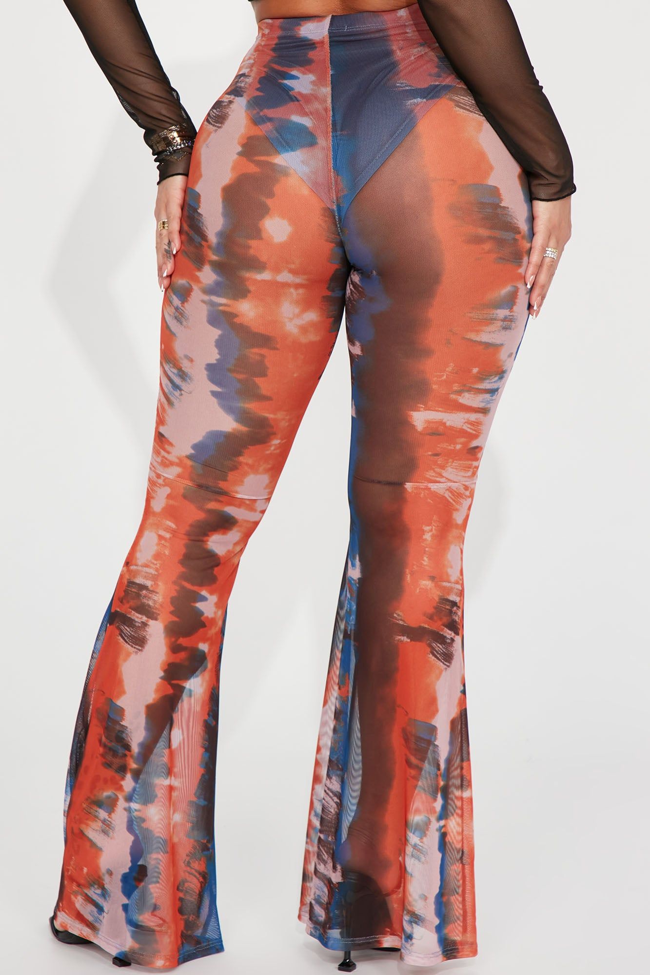 Cali Sunsets Printed Mesh Flare Pant - Orange/combo sold by Fashion Nova product image thumbnail 3