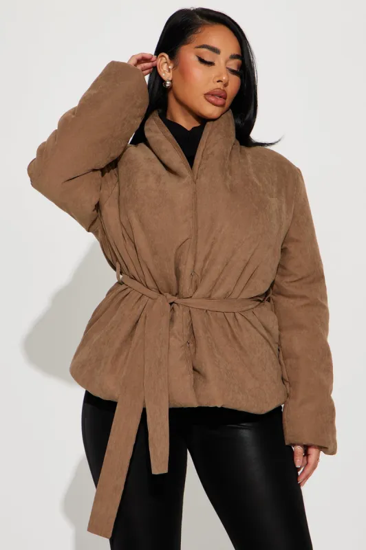 Classy Days Puffer Coat - Mocha made by Fashion Nova