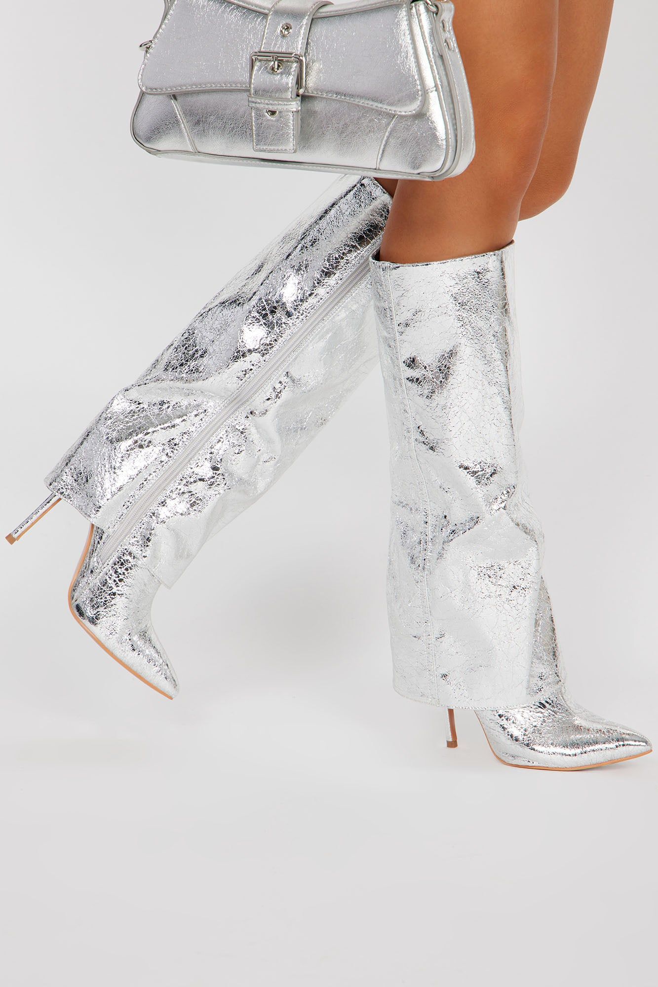 After Hours Heeled Boots - Silver sold by Fashion Nova