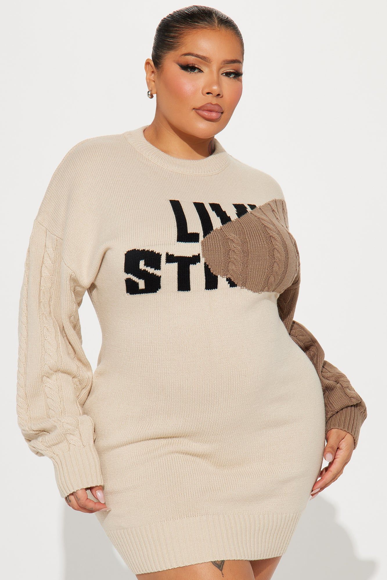 Imagine Sweater Mini Dress - Ivory/combo sold by Fashion Nova product image thumbnail 4