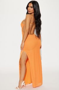 Jadene Mesh Maxi Dress - Orange sold by Fashion Nova