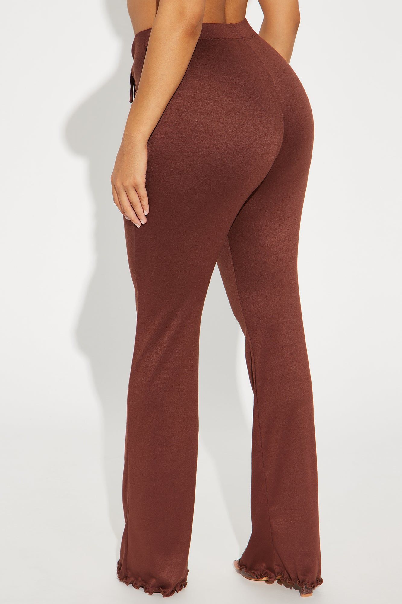 Alana Ruched V Front Flare Pant - Chocolate sold by Fashion Nova product image thumbnail 2