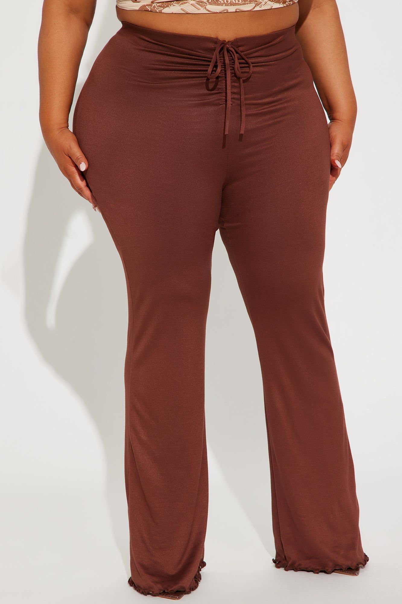 Alana Ruched V Front Flare Pant - Chocolate sold by Fashion Nova product image thumbnail 5