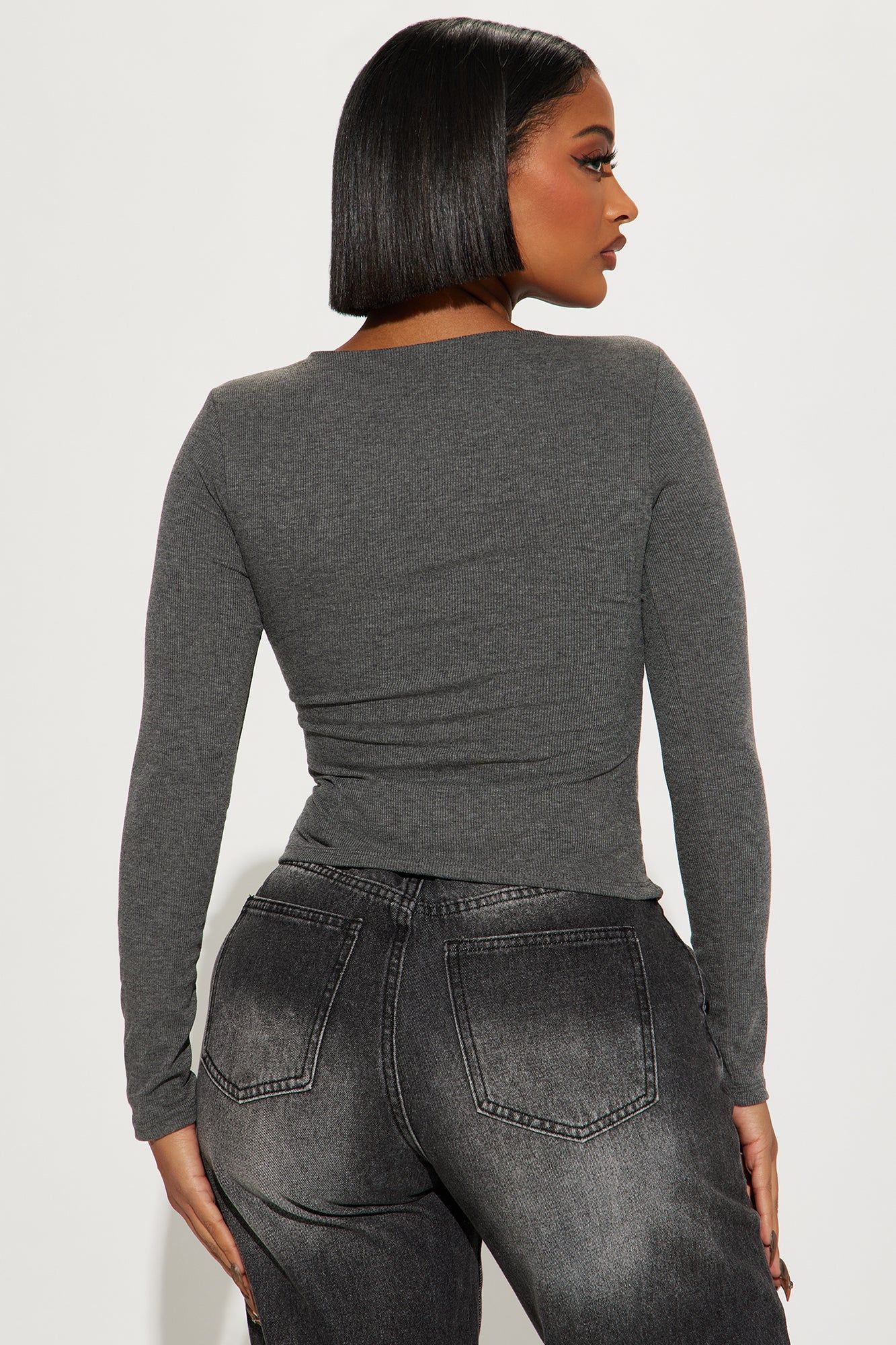 Brandi Long Sleeve Top - Charcoal sold by Fashion Nova product image thumbnail 3