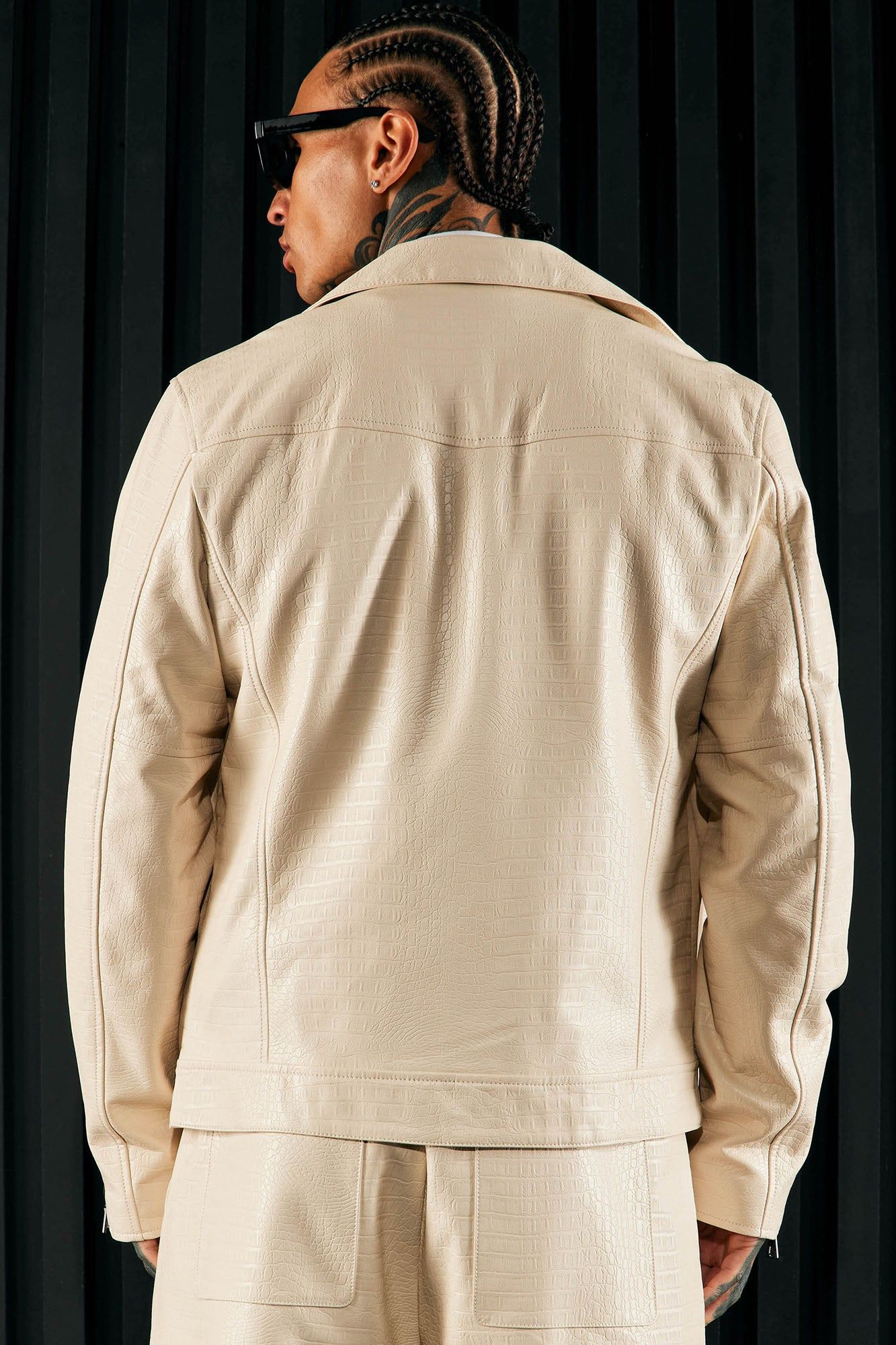 Gotta Run Faux Crocodile Leather Moto Jacket - Cream sold by Fashion Nova product image thumbnail 3