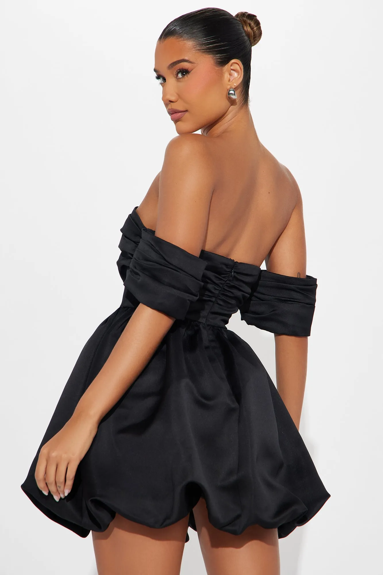 Valeria Satin Bubble Mini Dress - Black sold by Fashion Nova product image thumbnail 3