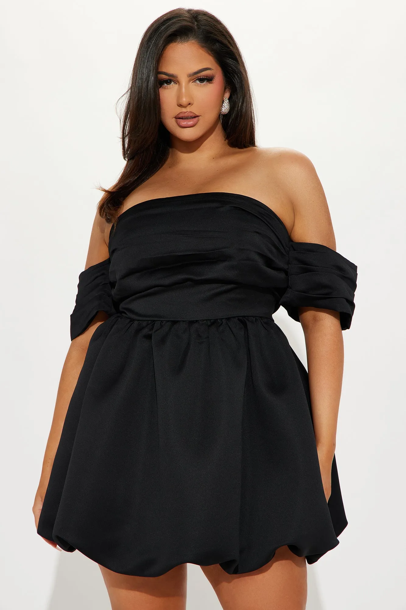 Valeria Satin Bubble Mini Dress - Black sold by Fashion Nova product image thumbnail 4