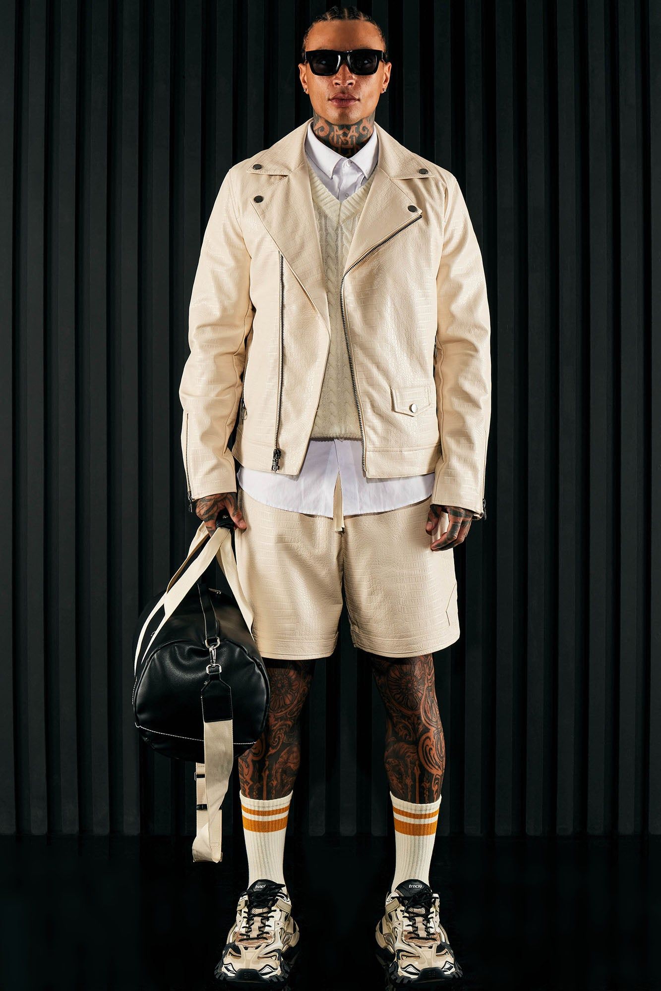 Gotta Run Faux Crocodile Leather Moto Jacket - Cream sold by Fashion Nova product image thumbnail 2