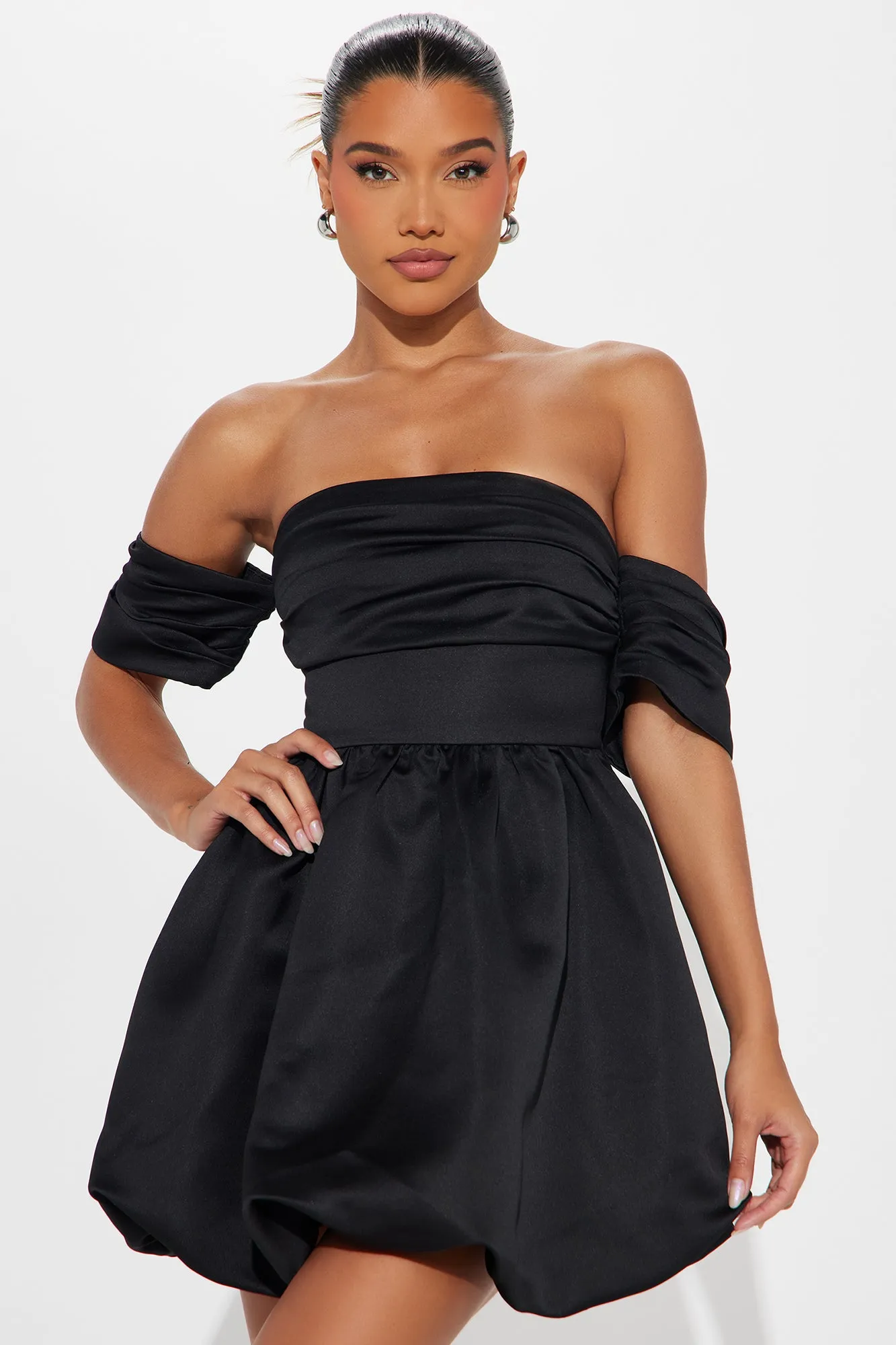 Valeria Satin Bubble Mini Dress - Black sold by Fashion Nova product image thumbnail 2