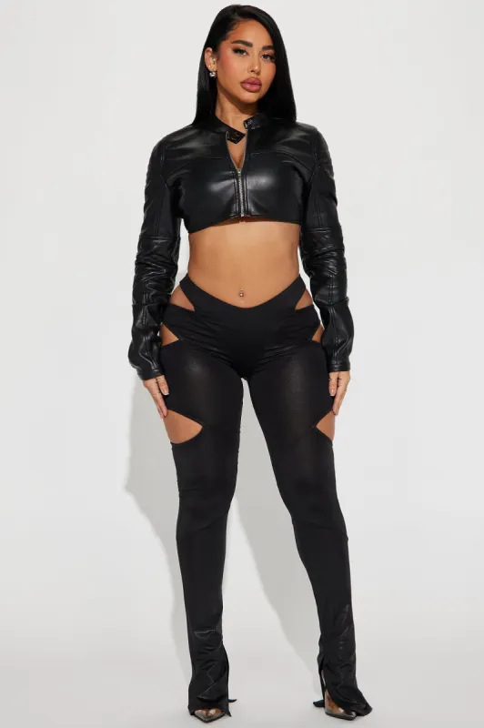 Jokes On You Cut Out Legging - Black sold by Fashion Nova