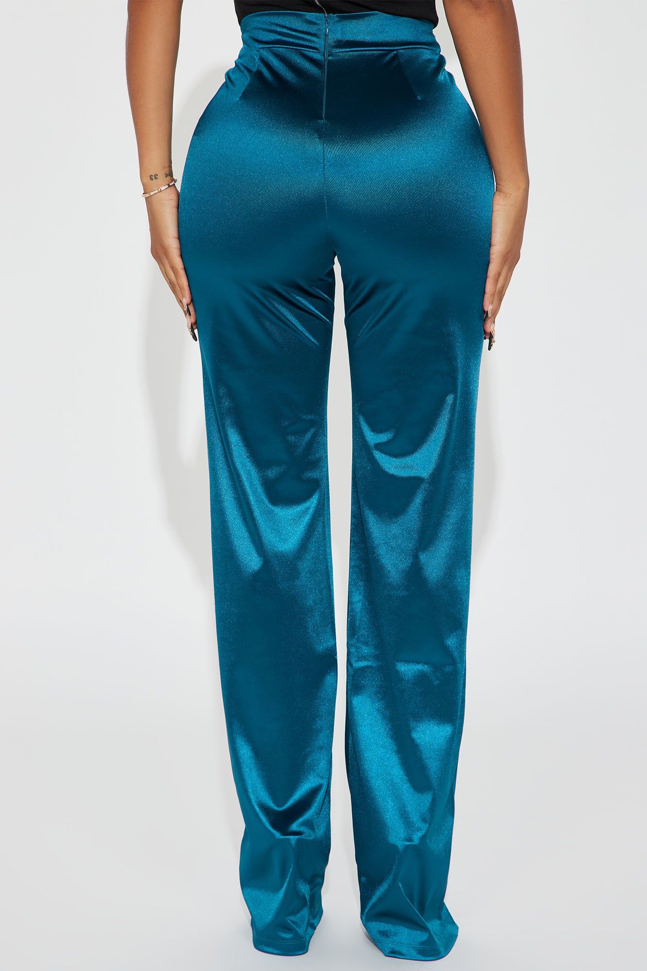 Call It Even Wide Leg Satin Dress Pants - Teal sold by Fashion Nova product image thumbnail 3