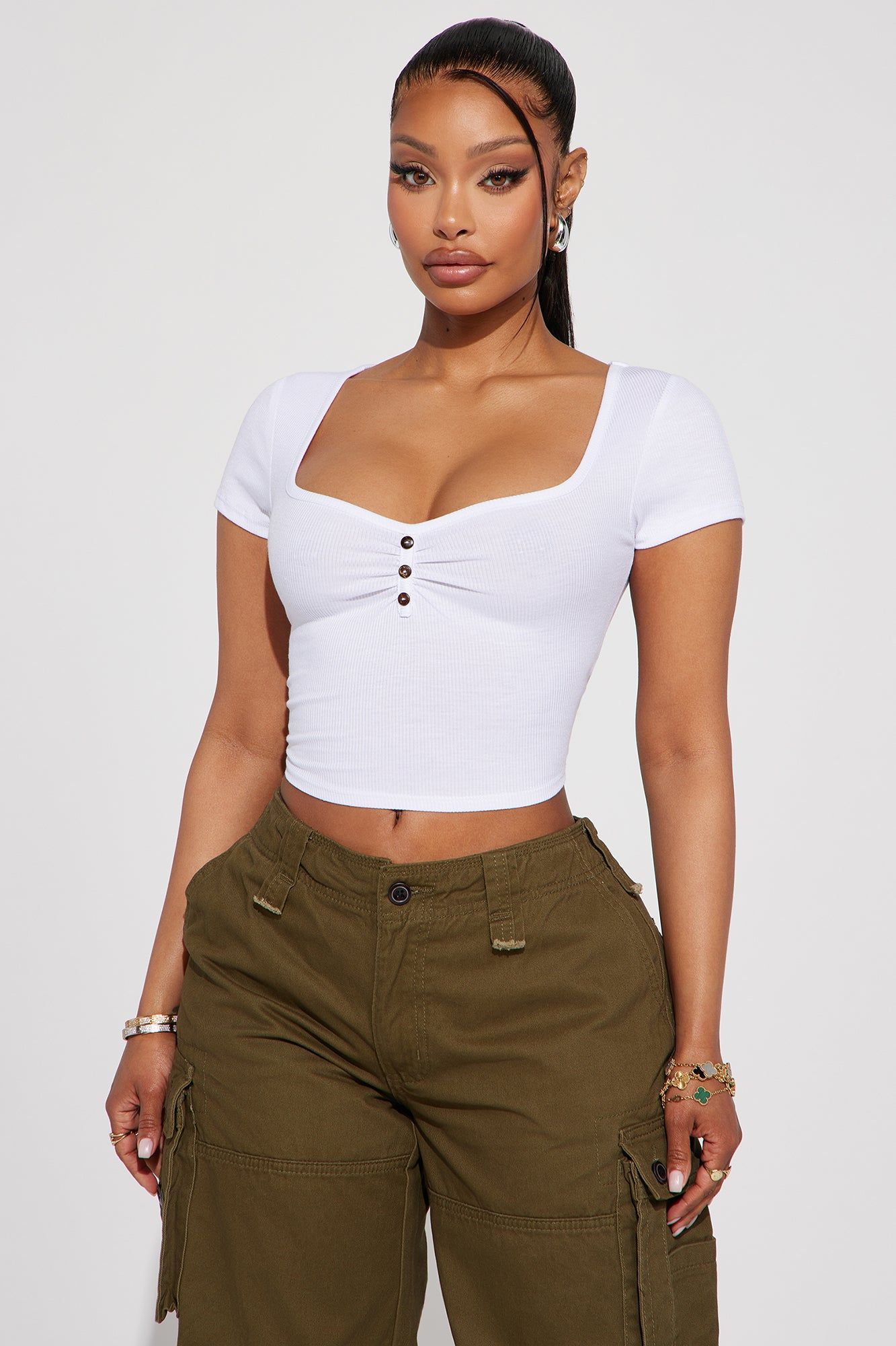 Charlie Ribbed Top - White sold by Fashion Nova