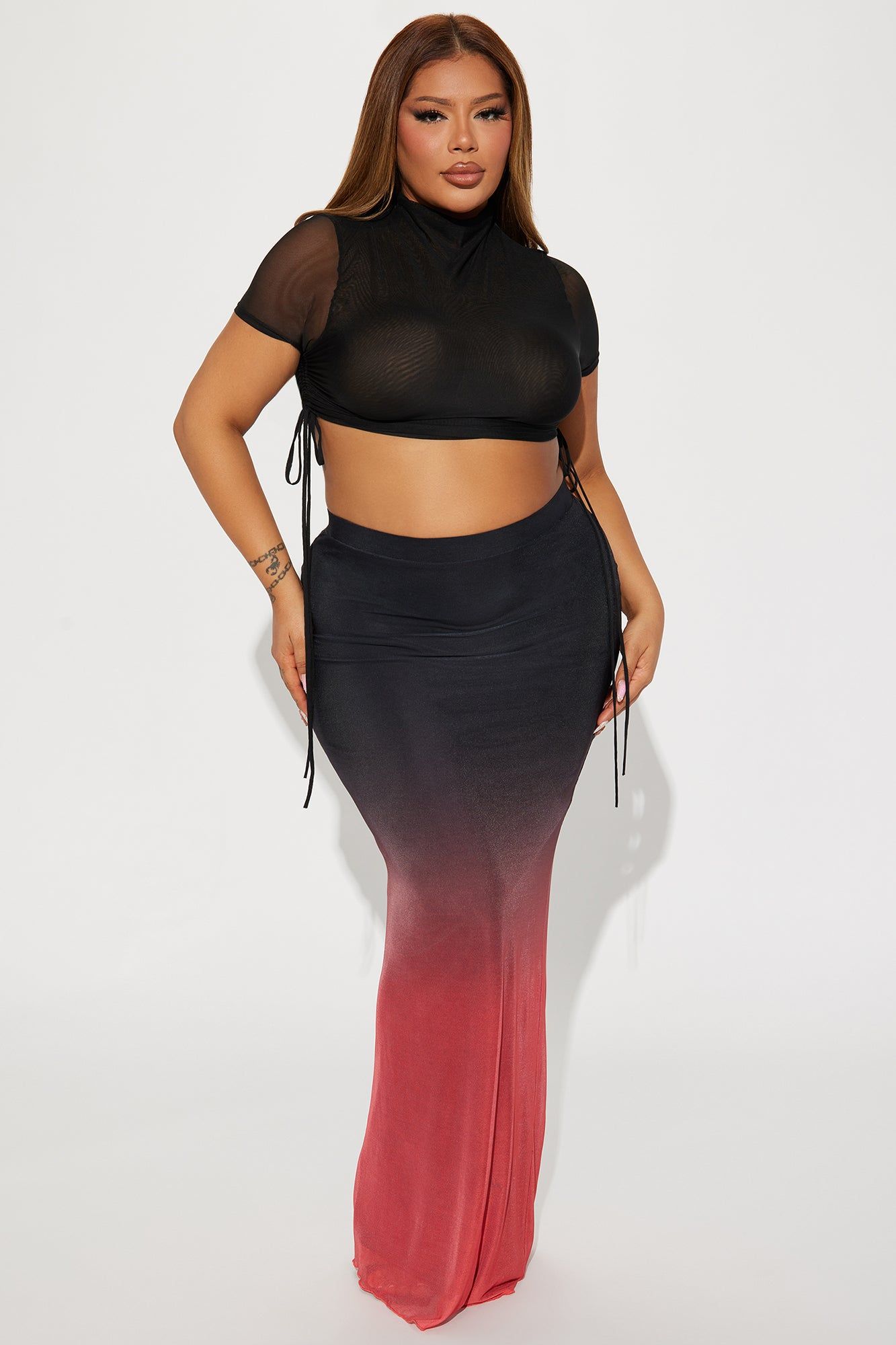 Malibu Sunset Mesh Maxi Skirt - Red/combo sold by Fashion Nova product image thumbnail 4