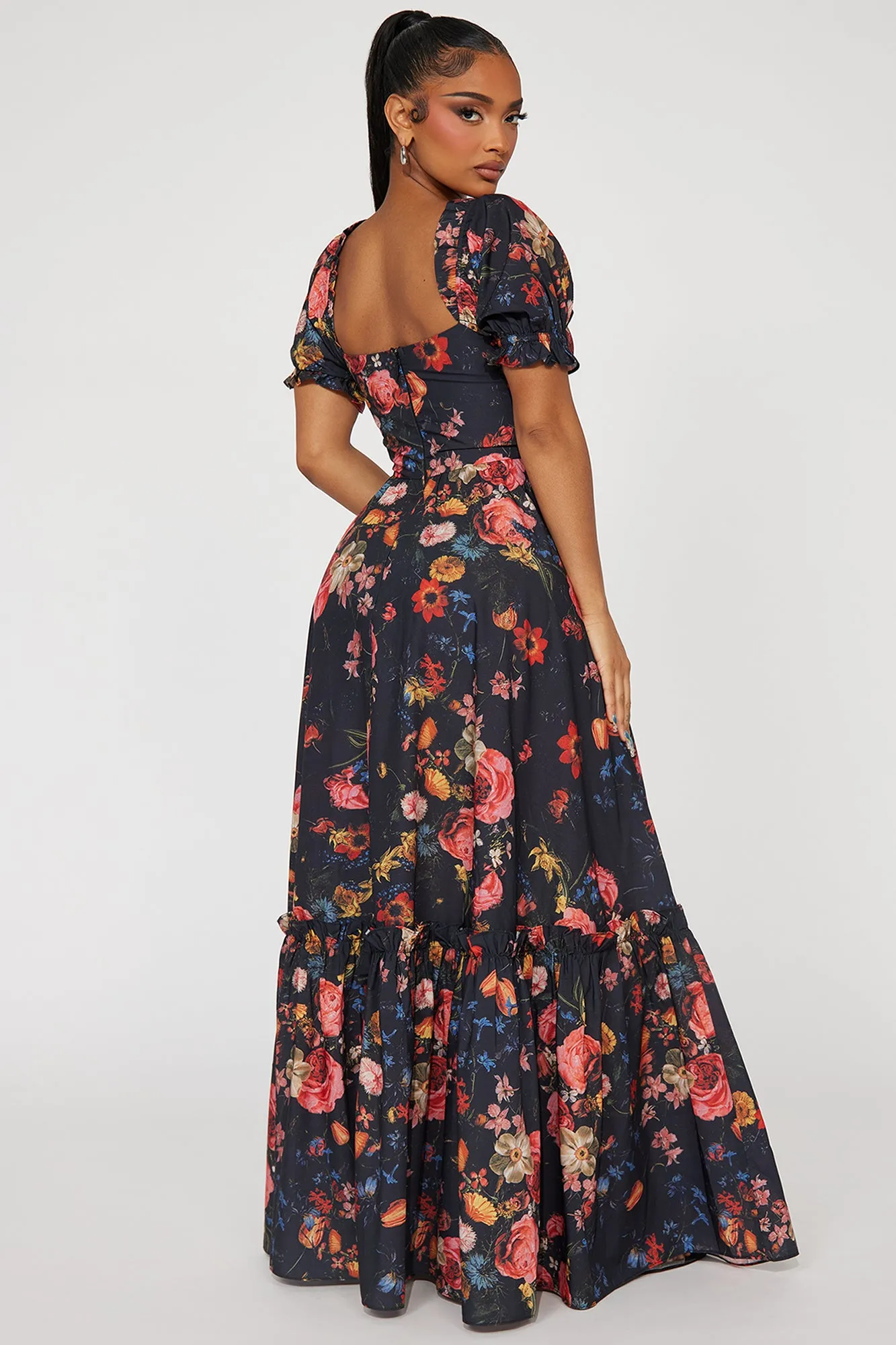 Kelly Puff Sleeve Maxi Dress - Black/combo sold by Fashion Nova product image thumbnail 3