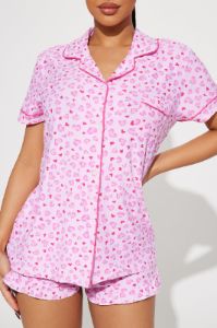 Wild Love PJ Short Set - Pink/Pink sold by Fashion Nova