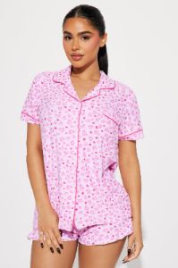 Wild Love PJ Short Set - Pink/Pink sold by Fashion Nova