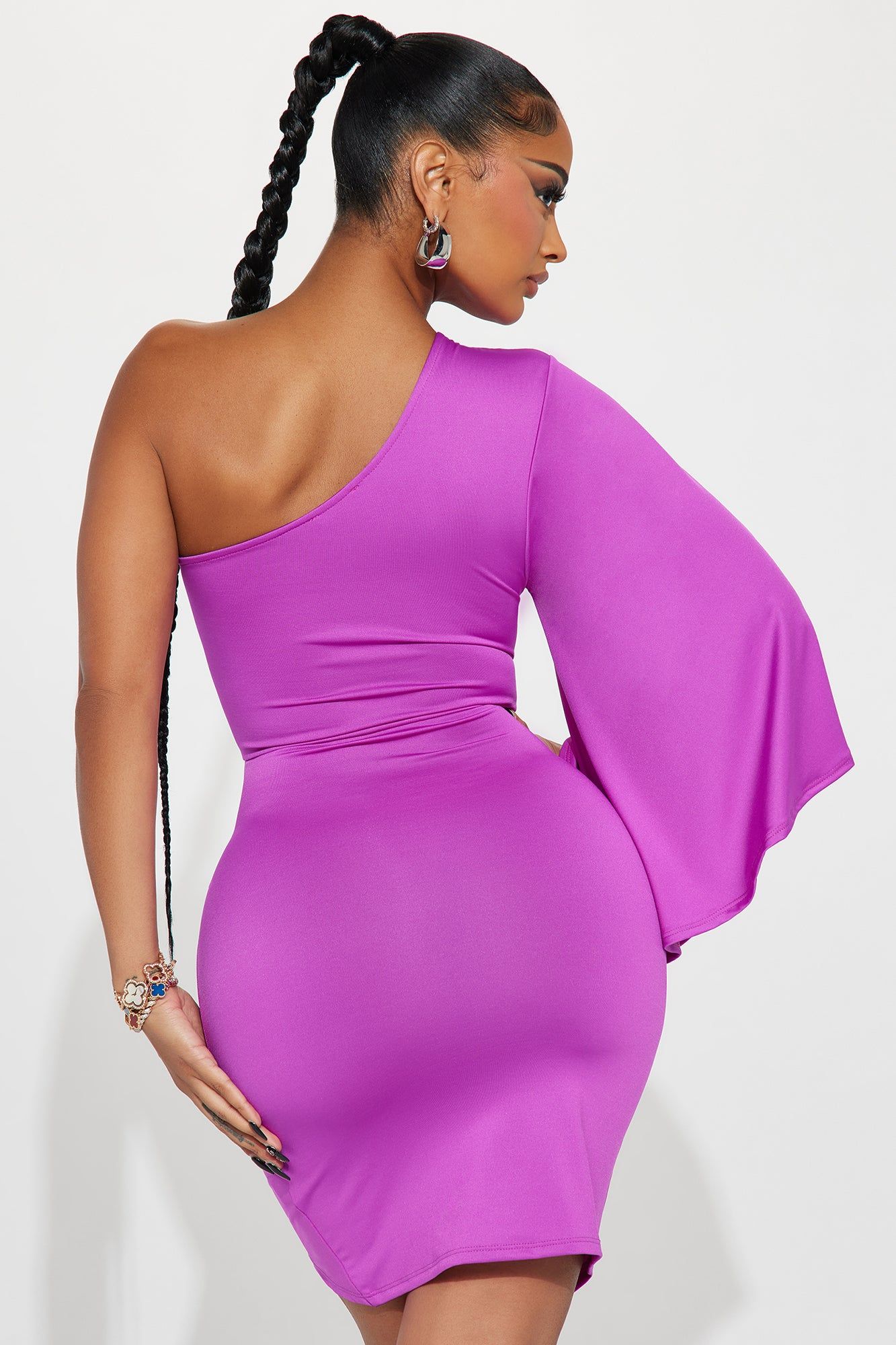 Serving Up Class One Shoulder Mini Dress - Purple sold by Fashion Nova product image thumbnail 3