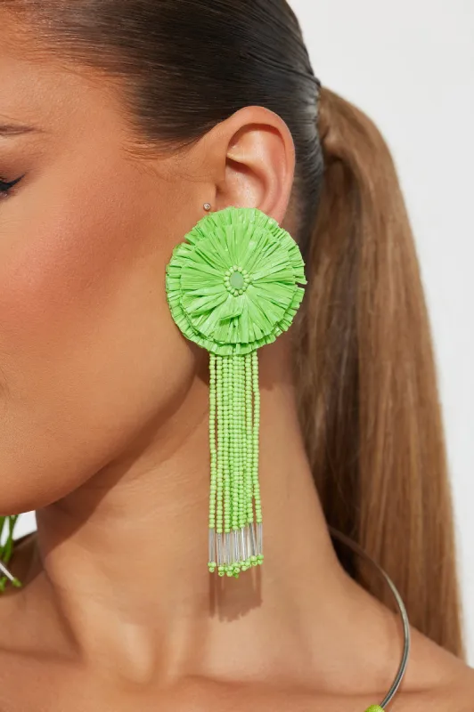 Book The Vacay Earrings - Green sold by Fashion Nova