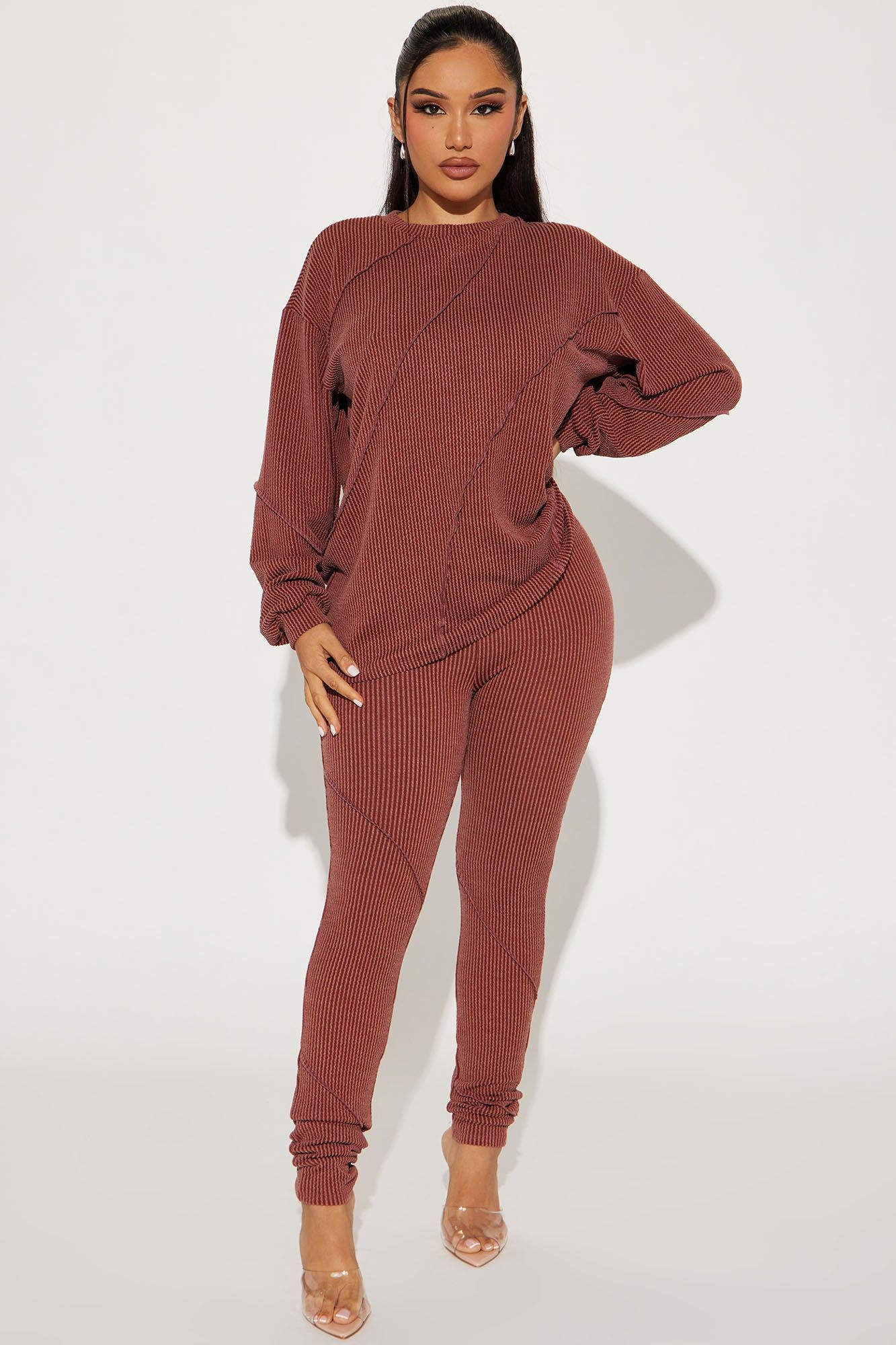 Lounge Vibes Legging Set - Brown sold by Fashion Nova