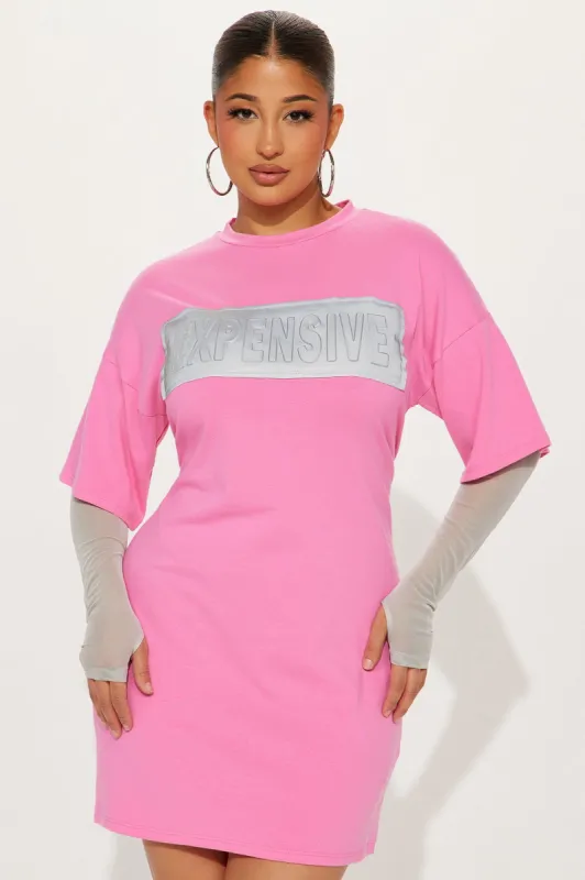 Expensive Graphic T- Shirt Mini Dress - Pink sold by Fashion Nova