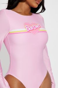 Beach Barbie 1 Piece Long Sleeve Swimsuit - Pink sold by Fashion Nova