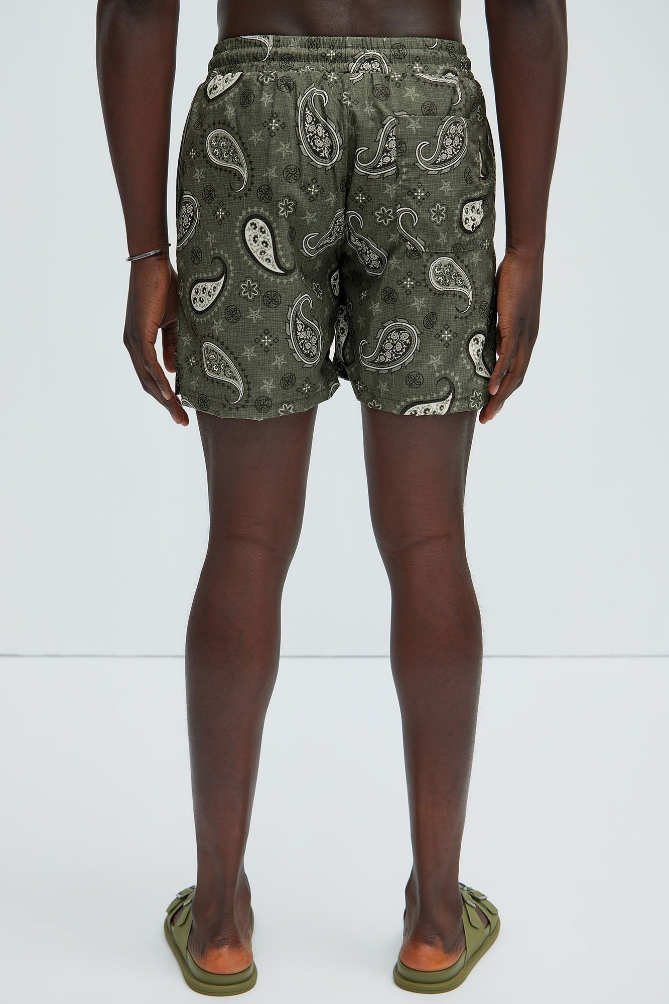 Claret Paisley Swim Trunks - Green/combo sold by Fashion Nova product image thumbnail 5