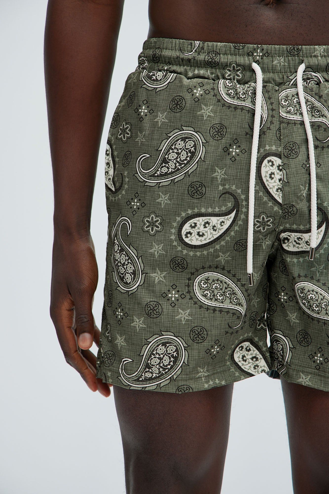 Claret Paisley Swim Trunks - Green/combo sold by Fashion Nova product image thumbnail 4