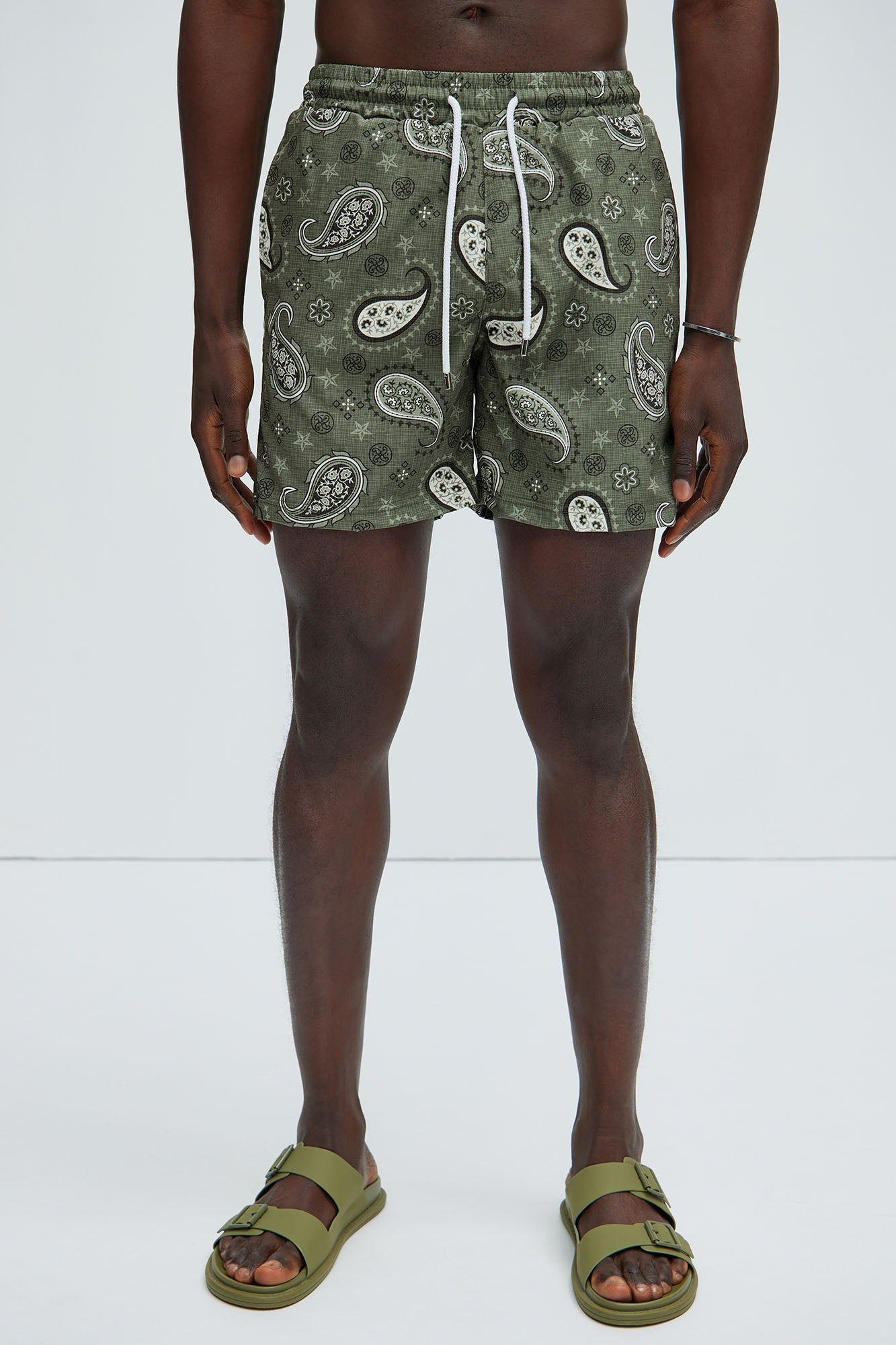 Claret Paisley Swim Trunks - Green/combo sold by Fashion Nova product image thumbnail 3