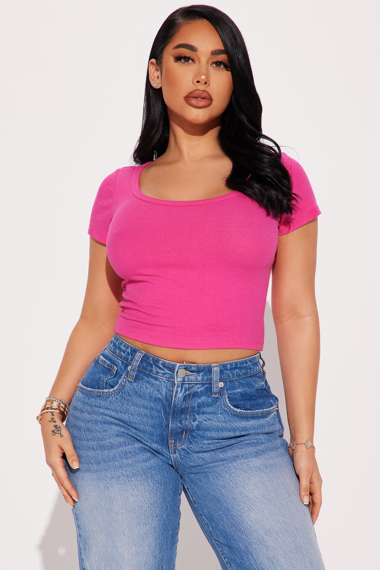 Amelia Scoop Neck Top - Fuchsia sold by Fashion Nova