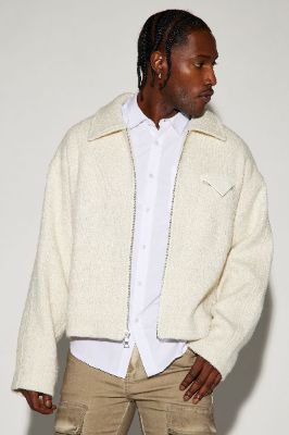 Delmont Textured Cropped Jacket - Cream sold by Fashion Nova