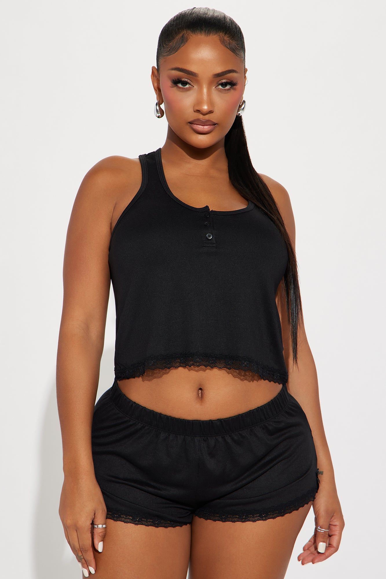Sleepover Ready PJ Short Set - Black sold by Fashion Nova