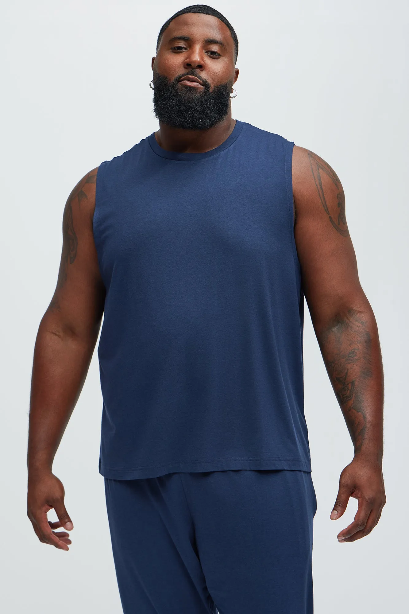 Essential Lounge Sleeveless Muscle Tee - Navy sold by Fashion Nova product image thumbnail 5