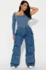 Natalia Ribbed Bodysuit - Denim sold by Fashion Nova
