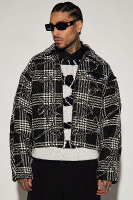 YSME Cropped Work Jacket - Black/combo sold by Fashion Nova