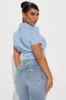 Endless Talks Short Sleeve Striped Corset Top - White/Blue sold by Fashion Nova