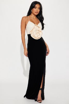 Gabriella Velvet Gown - Black/combo sold by Fashion Nova
